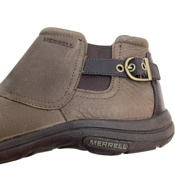Merrell Dassie Zip Chelsea Womens 7 Leather Ankle Boots Char Brown - Picture 9 of 12